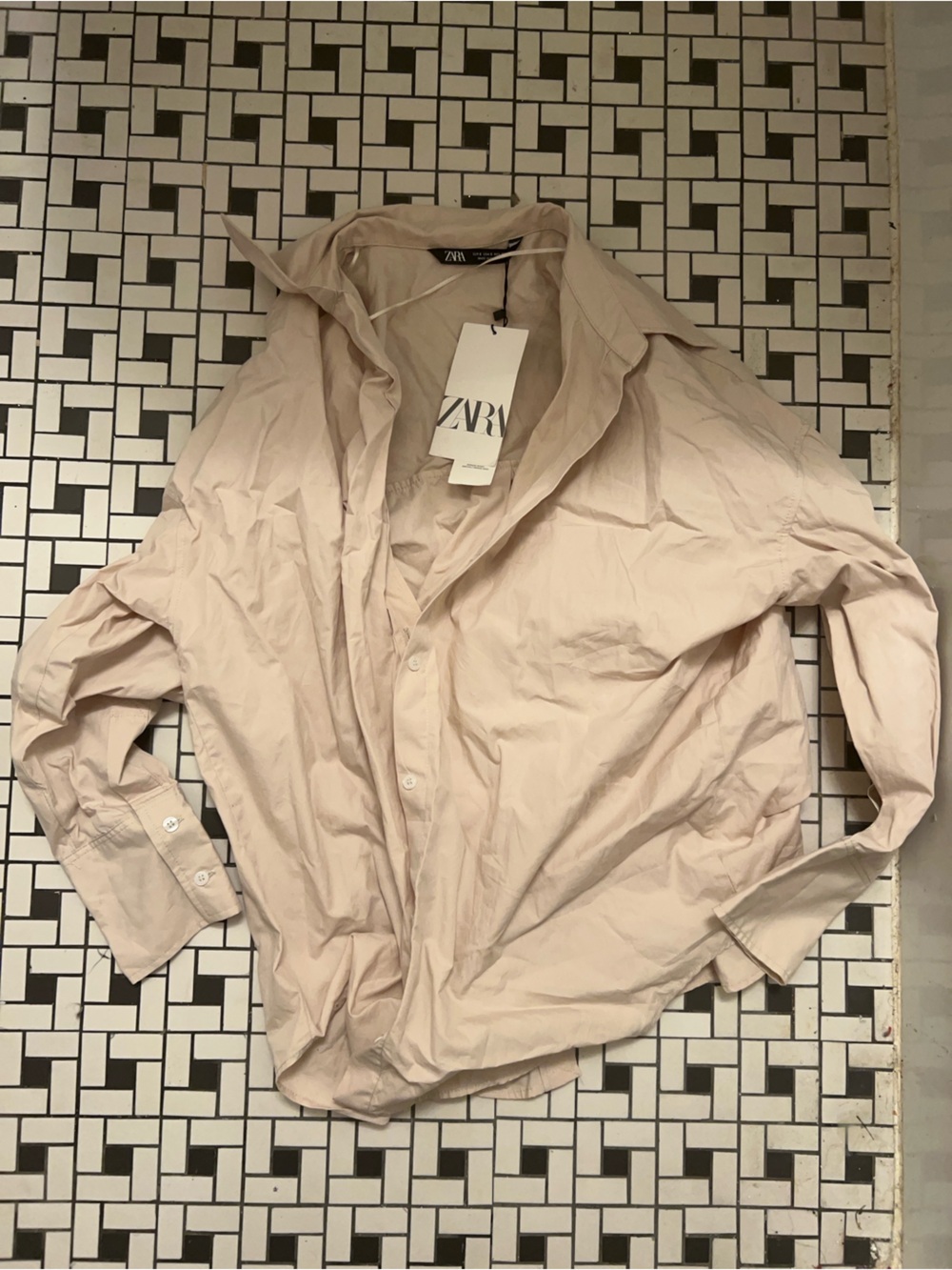 ZARA Beige Oversized Shirt Jacket